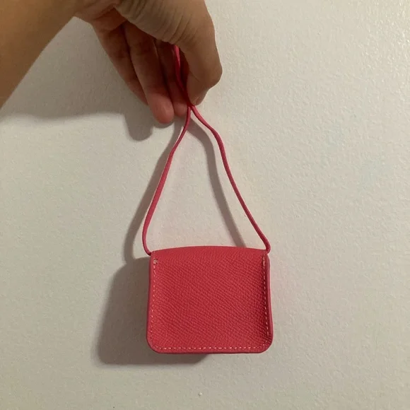 Mini Pink and Gold H Con Stance Magnetic Closure Keychain Bag with Strap - Picture 2 of 6